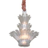 FRENCH ART DECO FROSTED GLASS LEAF CHANDELIER by Sabino
