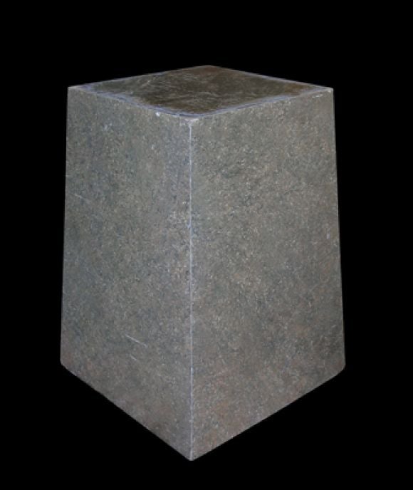 A GRAY FAUX MARBLE PEDESTAL.