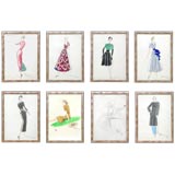 SET OF EIGHT  FASHION DRAWINGS  by John Guida