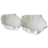 PAIR OF ITALIAN 1950'S WHITE CERAMIC SHELL-FORM BOWLS
