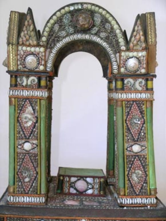 ITALIAN BAROQUE STYLE SHELL-APPLIED ARCHITECTURAL TEMPIETTO 4