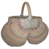 TWO-LOBED WOVEN 'EGG BASKET' WITH HANDLE