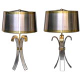 PAIR OF FRENCH 1970'S CHROMED LAMPS style of Maison Charles