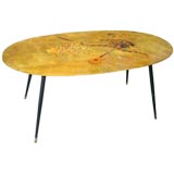 TALIAN 1950'S LACQUERED DUTCH-METAL  MARQUETRY TABLE