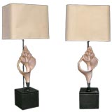 Retro PAIR OF 1970'S FRENCH CONCH SHELL LAMPS