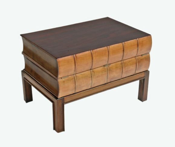 HINGED MAHOGANY-VENEERED  BOOK FORM SIDE TABLE