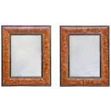 PAIR OF ITALIAN BAROQUE STYLE MARQUETRY  MIRRORS