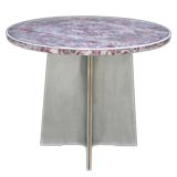 French 1960'S STEEL TABLE MARBLE TOP after Maison Jansen