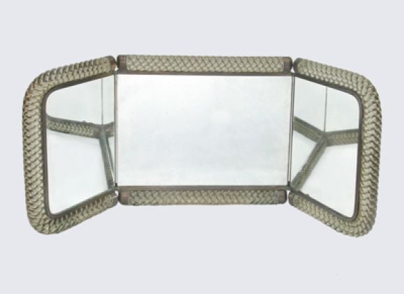 ITALIAN ART DECO TRIFOLD  MIRROR stamped Venini, Murano