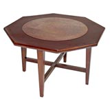 Antique CARVED SOLID KOA WOOD OCTAGONAL BRAZIER TABLE