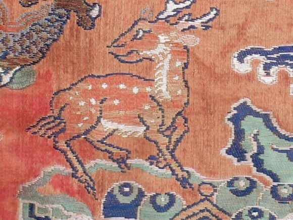 19th Century CHINESE EMBROIDERED SILK PANEL DEPICTING IMPERIAL DRAGONS