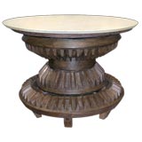 AMERICAN STAINED PINE CIRCULAR COG TABLE