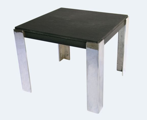 AMERICAN 1970’S ALUMINUM & SLATE TABLE style of Willy Rizzo