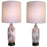 PAIR OF ITALIAN 1950’S CERAMIC LAMPS By Fantoni for Marbro