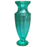 1950'S AQUAMARINE LEAD CRYSTAL VASE probably by Moser