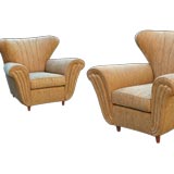 PAIR OF ITALIAN 1940'S WINGBACK UPHOLSTERED ARMCHAIRS