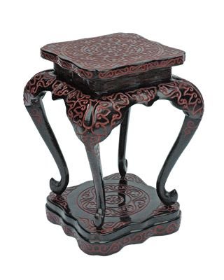 CHINESE BLACK AND RED GURI LACQUERED  STAND