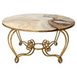 FRENCH 1940'S GILT  IRON  AND ONYX TABLE style of Jansen