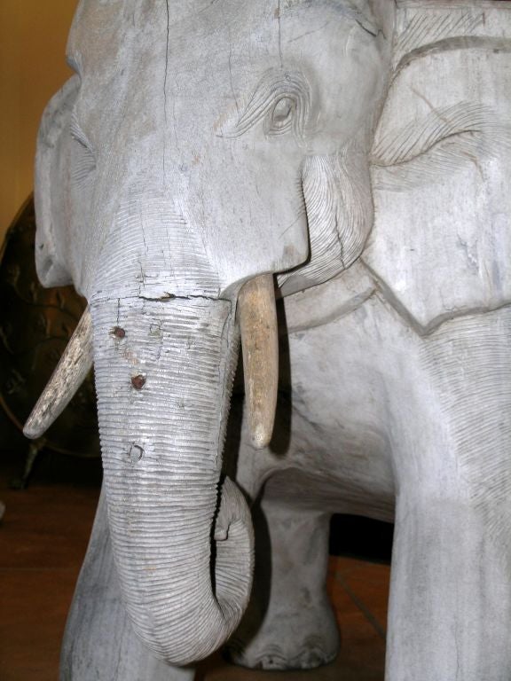 Mid-20th Century ASIAN 1960'S CARVED AND WEATHERED SOLID TEAK ELEPHANT CHAIR