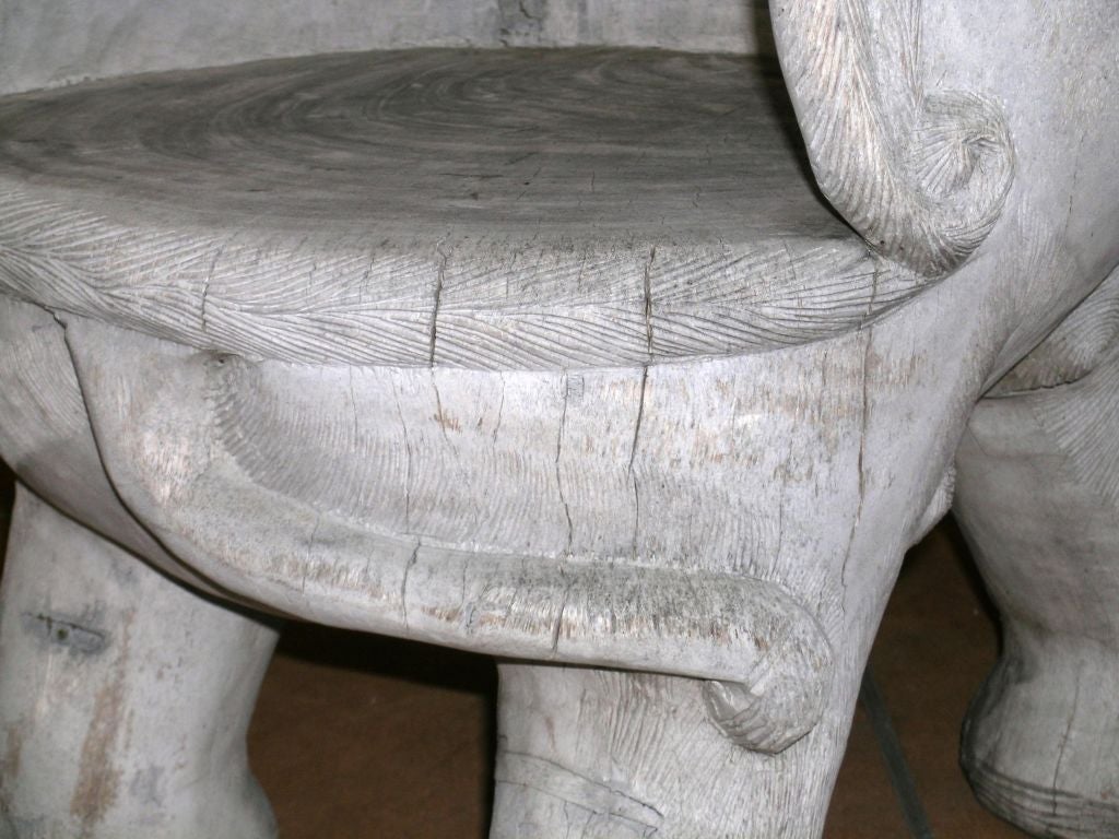 ASIAN 1960'S CARVED AND WEATHERED SOLID TEAK ELEPHANT CHAIR 3
