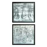 TWO ITALIAN 1940'S ACID-ETCHED GLASS PANELS Probably by Borsani