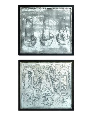 TWO ITALIAN 1940'S ACID-ETCHED GLASS PANELS Probably by Borsani