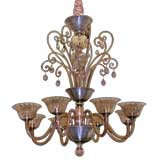 Vintage LARGE ITALIAN 1940
S AMBER GLASS  CHANDELIER