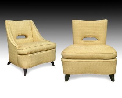 COMPANION PAIR OF AMERICAN 1950'S SLIPPER CHAIRS by Julian St.s