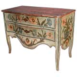 ITALIAN ROCOCO POLYCHROME COMMODE WITH BOLD FLORAL PAINTING