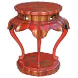 CHINESE RED AND GILT LACQUERED WOOD CIRCULAR INCENSE STAND