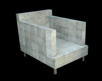 FRENCH 1970'S GRAY SHAGREEN-VENEERED RECTIFORM ARMCHAIR