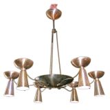 AMERICAN 1950'S BRASS-TONED ALUMINUM CHANDELIER
