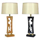 PAIR OF PIERCED WOODEN MONOLITHIC LAMPS in the style of Heifetz