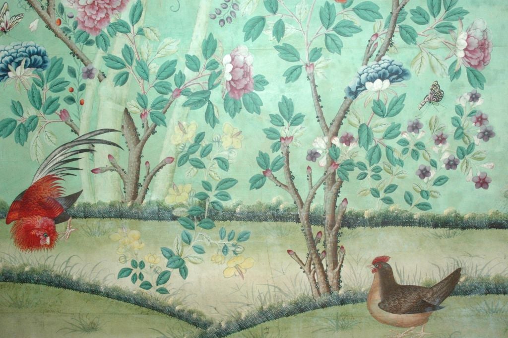 FIVE 9 1/2' 19TH CENTURY CHINESE WALLPAPER PANELS 1