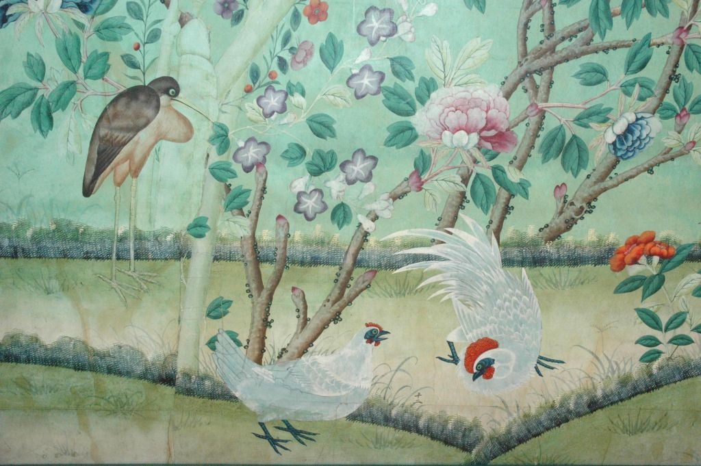 FIVE 9 1/2' 19TH CENTURY CHINESE WALLPAPER PANELS 2