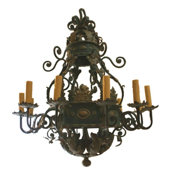 Huge French Baroque Style Wrought Iron Chandelier 1960s For At Huge French Baroque Style Wrought Iron Chandelier 1960s For