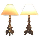 Pair of reposse baroque candlestick / lamps Antique Pair of reposse baroque candlestick / lamps