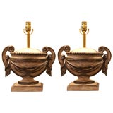 A decorative pair of urn / lamps
