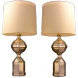 Silver leaf Table Lamps in the style of James Mont