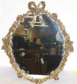 Antique Ornate French Brass Oval Mirror