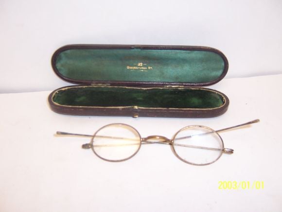 English Antique Eyeglasses in Case