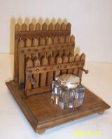 Antique Letter rack with inkwell
