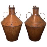 Antique Pair of Large French  Mustard-painted Cans