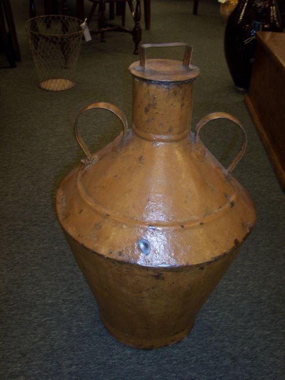 Antique Pair of Large French  Mustard-painted Cans