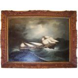 Antique Nautical Oil Painting