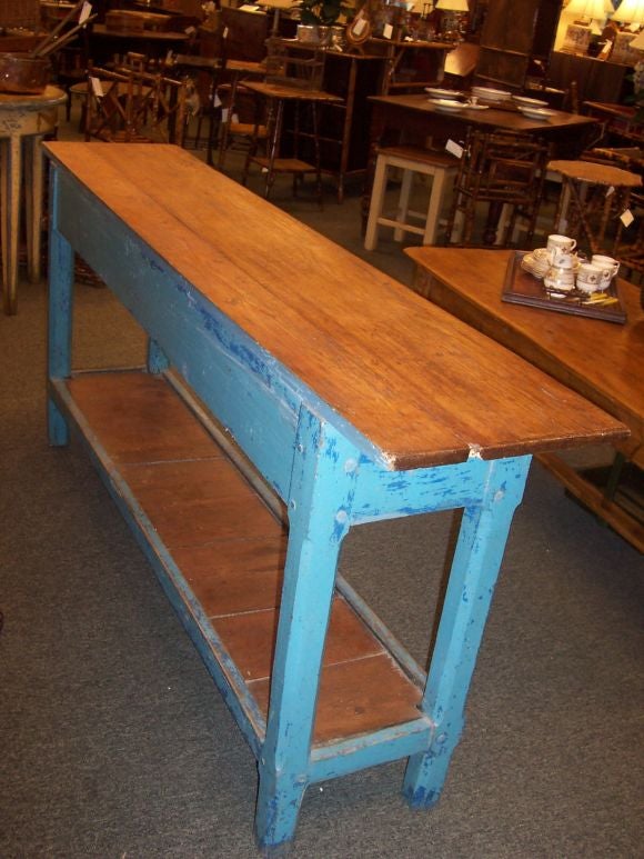 Antique One Drawer Blue-paint Server