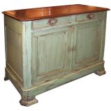 Antique French Pine Buffet, Green Base