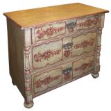 Antique Painted Yellow & Red Chest of Drawers
