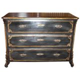 Antique Continental Chest of Drawers, in Black Paint