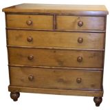 Antique Pine Chest of Drawers With Bun Feet